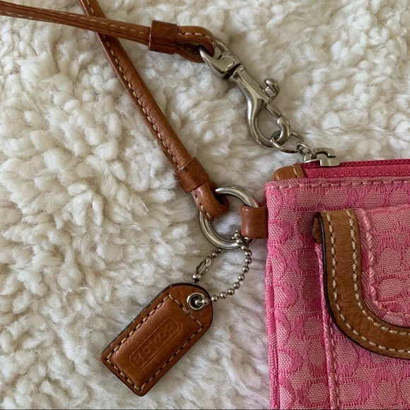 Coach Pink and Tan Wristlet Clutch - Picture 3 of 6